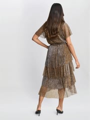 Gina Bacconi Cheri Metallic Knit Tiered Dress - Image 2 of 7