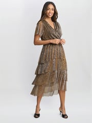 Gina Bacconi Cheri Metallic Knit Tiered Dress - Image 5 of 7