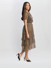 Gina Bacconi Cheri Metallic Knit Tiered Dress - Image 6 of 7