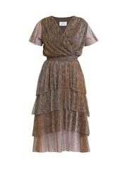 Gina Bacconi Cheri Metallic Knit Tiered Dress - Image 7 of 7