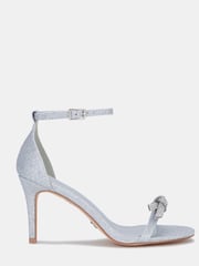 Novo Silver Pillowtalk Diamante Bow Detail Two Part Mid Heel Sandals - Image 2 of 4