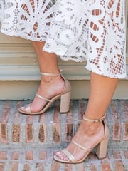 Novo Gold Mandy Triple Strap Block Heel Sandals - Image 1 of 3