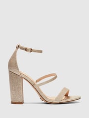 Novo Gold Mandy Triple Strap Block Heel Sandals - Image 2 of 3