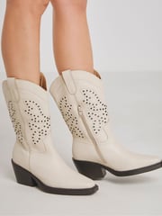 Simply Be Natural Wide Fit Laser Pattern Mid Calf Western Boots - Image 4 of 4