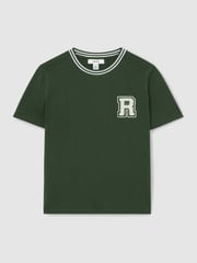 Grün - Reiss Palmers Cotton Letter-Patch T-Shirt - Bild 1 von 4