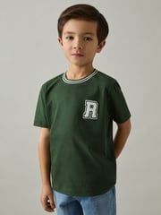 Grün - Reiss Palmers Cotton Letter-Patch T-Shirt - Bild 2 von 4