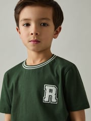 Grün - Reiss Palmers Cotton Letter-Patch T-Shirt - Bild 3 von 4
