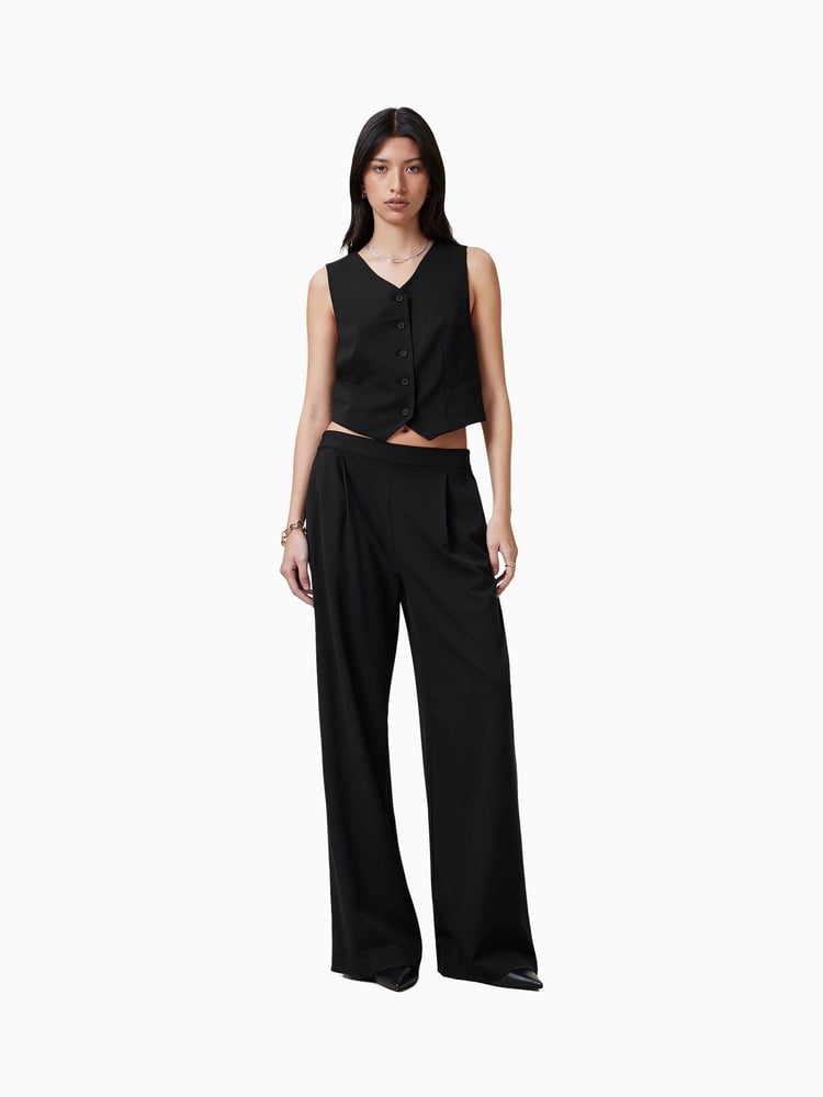 AllSaints Black Aleida Wide Leg Trousers - Image 1 of 7
