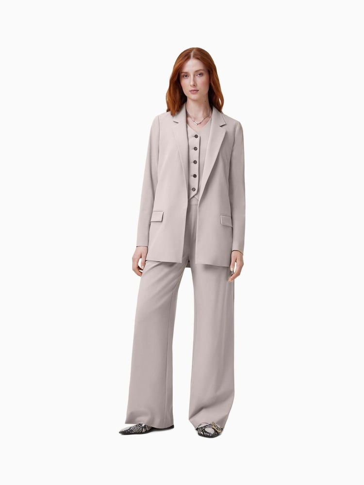 AllSaints Brown Aleida Wide Leg Trousers - Image 1 of 7