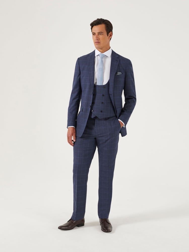 Skopes Blue Slim Fit Anello Check Suit Jacket - Image 1 of 6
