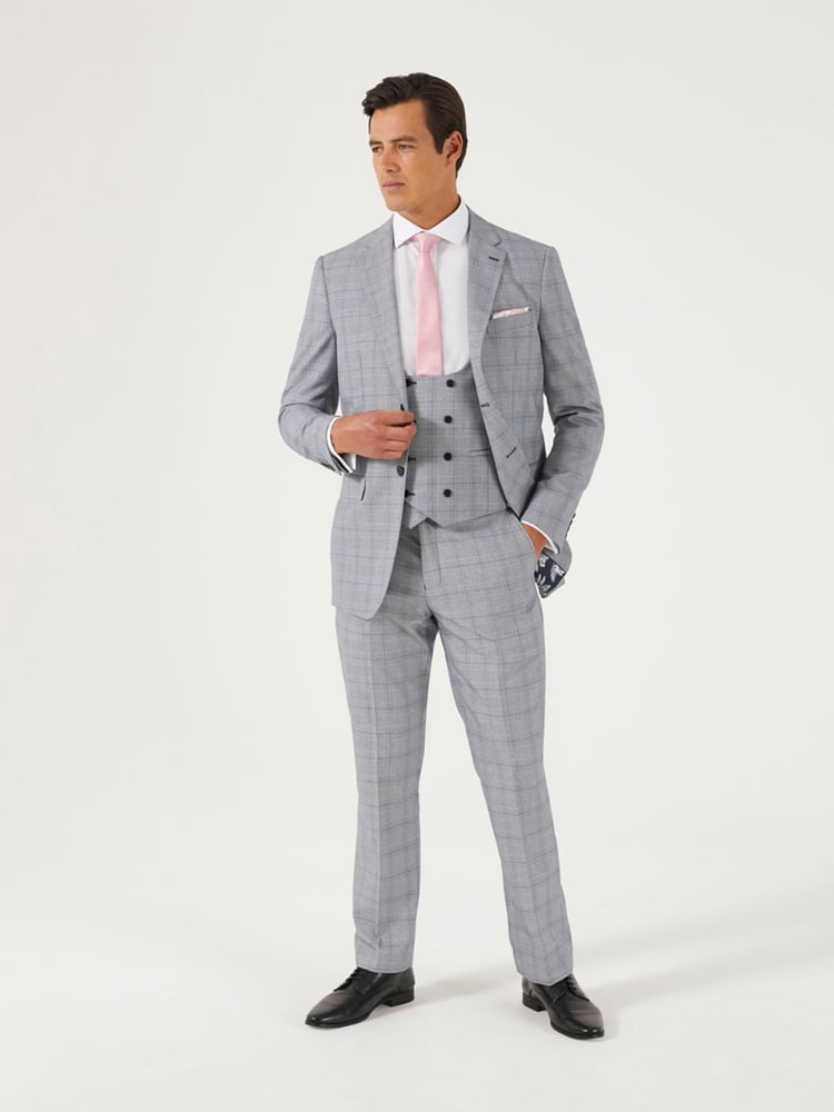 Skopes Grey Slim Fit Anello Check Suit Jacket - Image 1 of 3