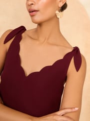 Love & Roses Red V-Neck Scallop Detail Tie Shoulder Vest - Image 2 of 4