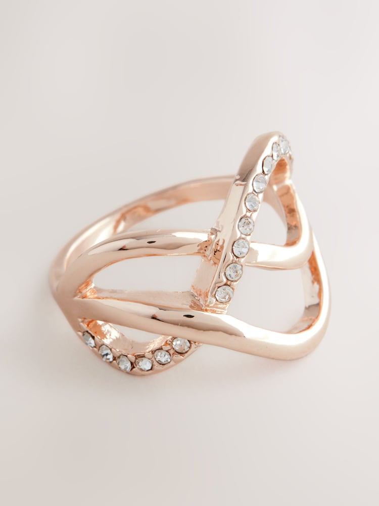Rose Gold Tone Pave Twist Ring - Image 1 of 3