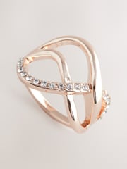 Rose Gold Tone Pave Twist Ring - Image 2 of 3