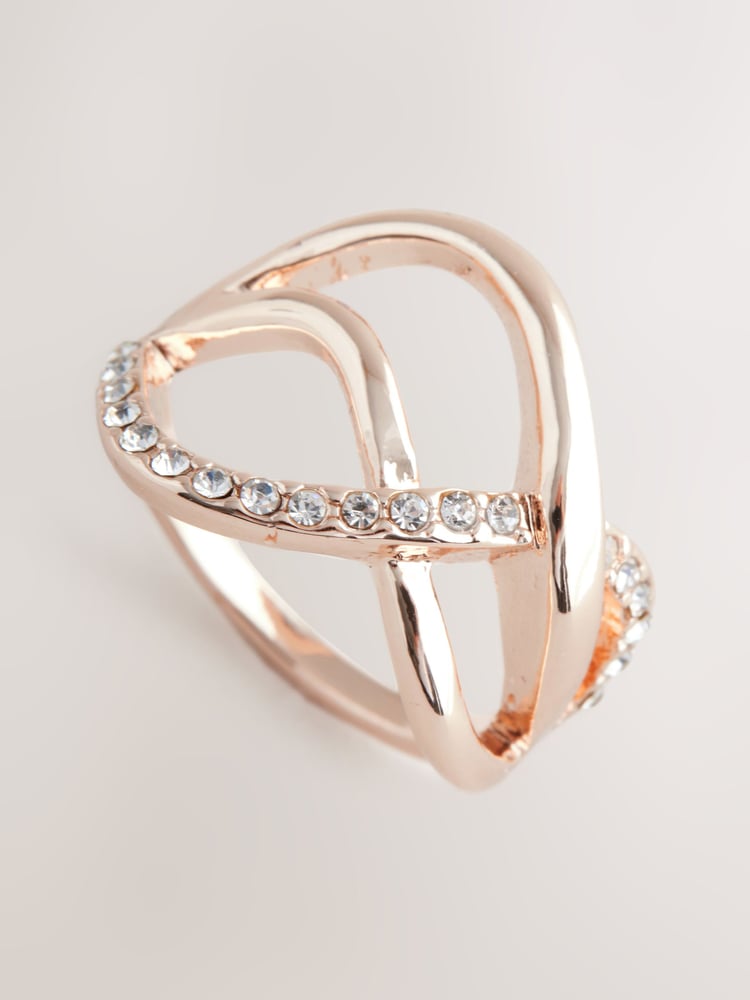 Rose Gold Tone Pave Twist Ring - Image 2 of 3