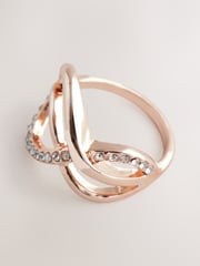 Rose Gold Tone Pave Twist Ring - Image 3 of 3