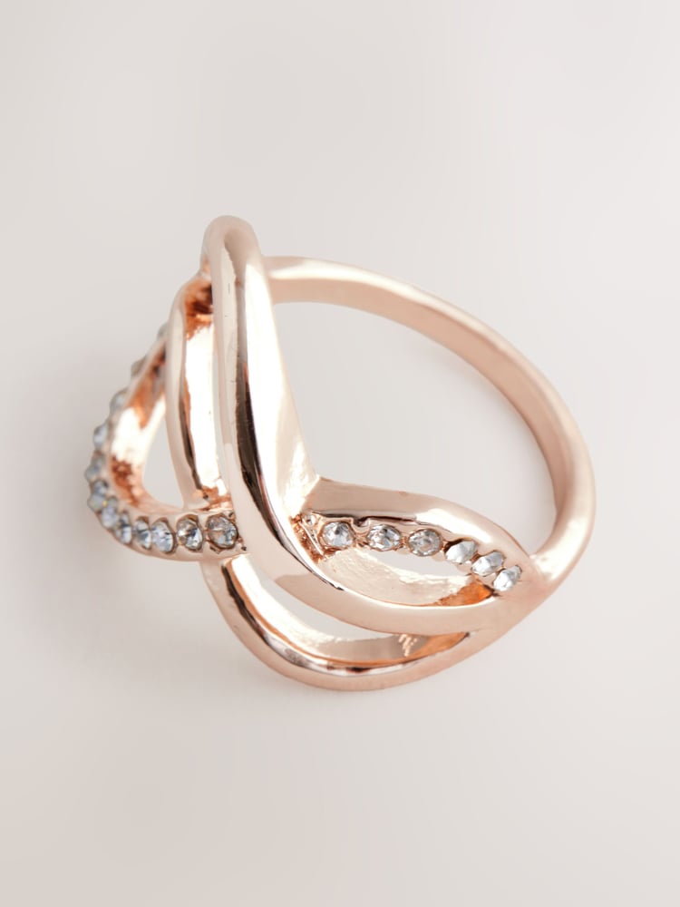 Rose Gold Tone Pave Twist Ring - Image 3 of 3