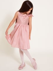 Monsoon Pink Freya Bow Detail Taffeta Dress - Image 1 of 6