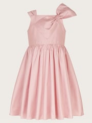 Monsoon Pink Freya Bow Detail Taffeta Dress - Image 4 of 6