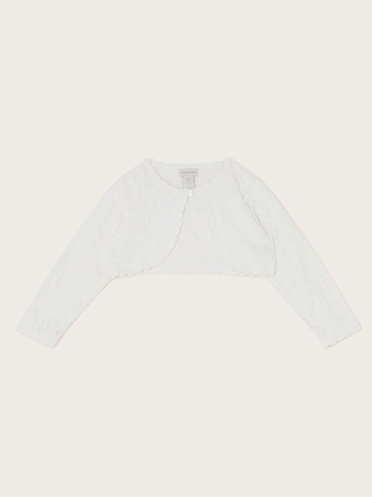 Monsoon Natural Baby Emilia Lace Scallop Cardigan - Image 1 of 3