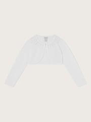 Monsoon White Niamh Pearl Embellished 100% Cotton Cardigan - Image 1 of 3