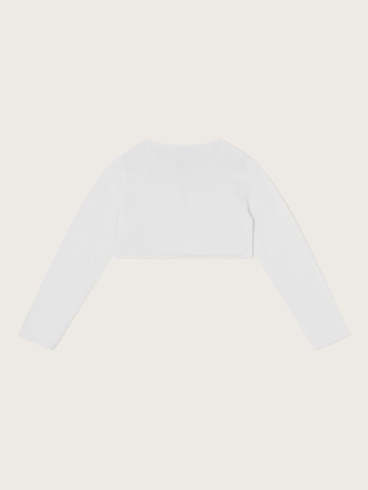 Monsoon White Niamh Pearl Embellished 100% Cotton Cardigan - Image 2 of 3