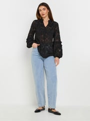 Long Tall Sally Black Floral Jacquard Blouse - Image 2 of 5