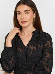 Long Tall Sally Black Floral Jacquard Blouse - Image 4 of 5