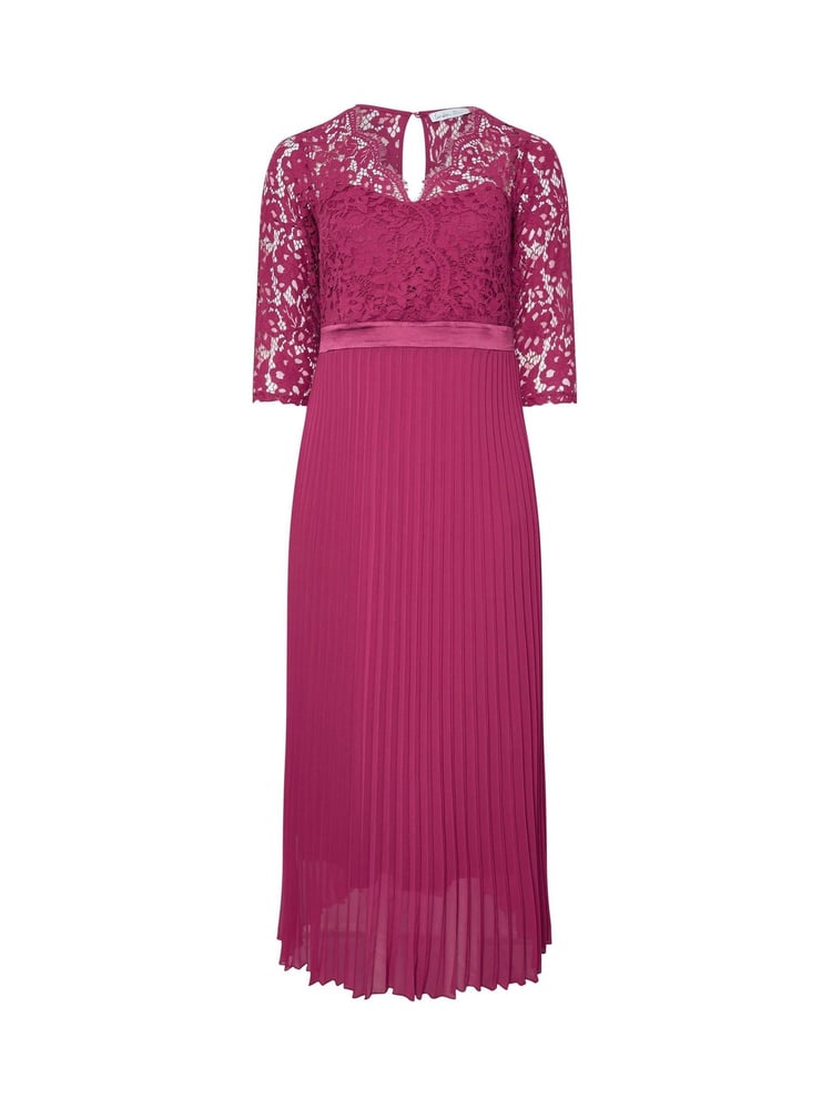 Yours Curve Pink London Lace Pleated Maxi Dress - Image 5 of 5