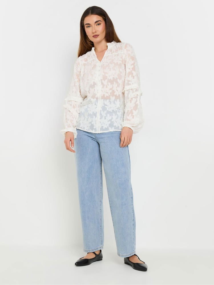 Long Tall Sally White Floral Jacquard Blouse - Image 2 of 5