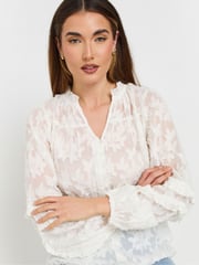 Long Tall Sally White Floral Jacquard Blouse - Image 4 of 5