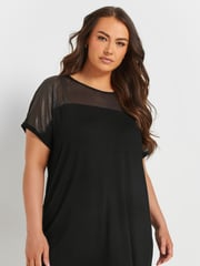 Yours Curve Black Mesh Yoke Top - Image 1 of 5