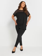 Yours Curve Black Mesh Yoke Top - Image 2 of 5