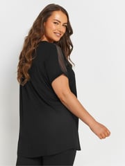 Yours Curve Black Mesh Yoke Top - Image 3 of 5