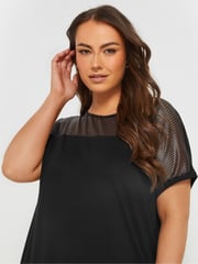 Yours Curve Black Mesh Yoke Top - Image 4 of 5