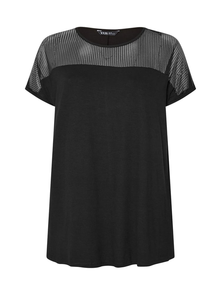 Yours Curve Black Mesh Yoke Top - Image 5 of 5