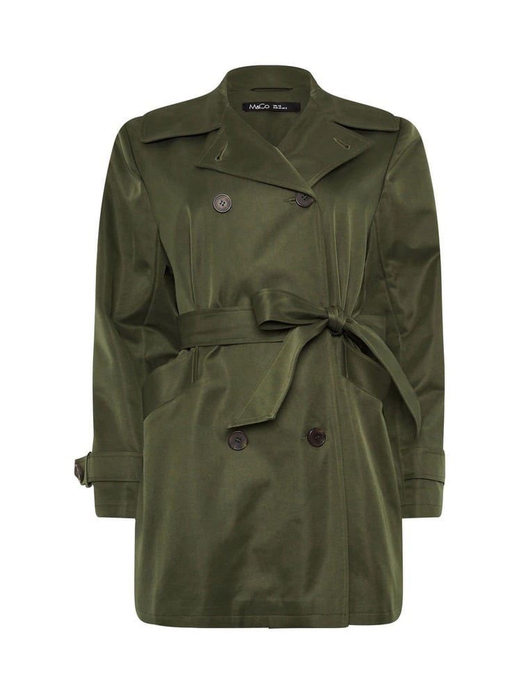 M&Co Green Short Dipped Back Trench Coat - Image 5 of 5