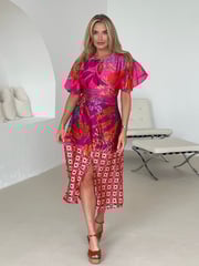 Girl In Mind Pink Havanaa Multi Midi Dress - Image 3 of 4