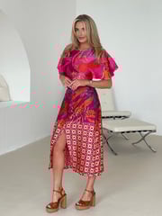 Girl In Mind Pink Havanaa Multi Midi Dress - Image 4 of 4