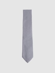 Reiss Soft Pink Caruso Silk Geometric-Print Tie - Image 1 of 4