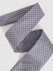 Reiss Soft Pink Caruso Silk Geometric-Print Tie - Image 2 of 4