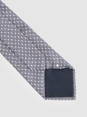 Reiss Soft Pink Caruso Silk Geometric-Print Tie - Image 3 of 4