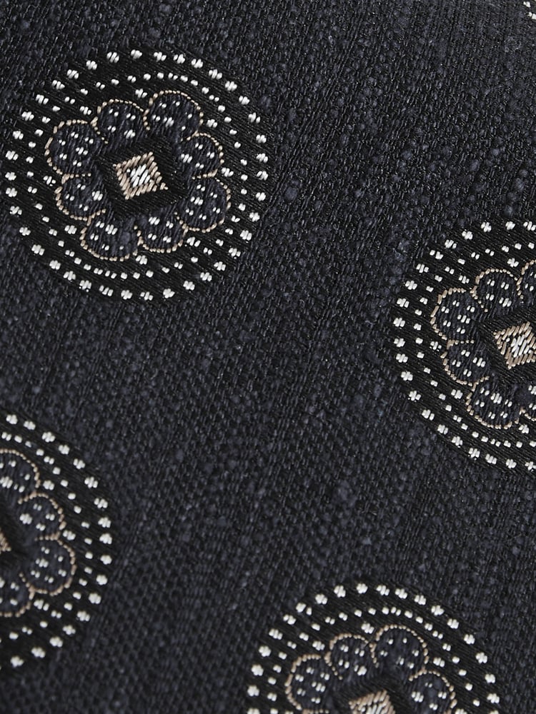 Reiss Navy Ginevra Silk Blend Tie with Medallion Pattern - Image 4 of 4