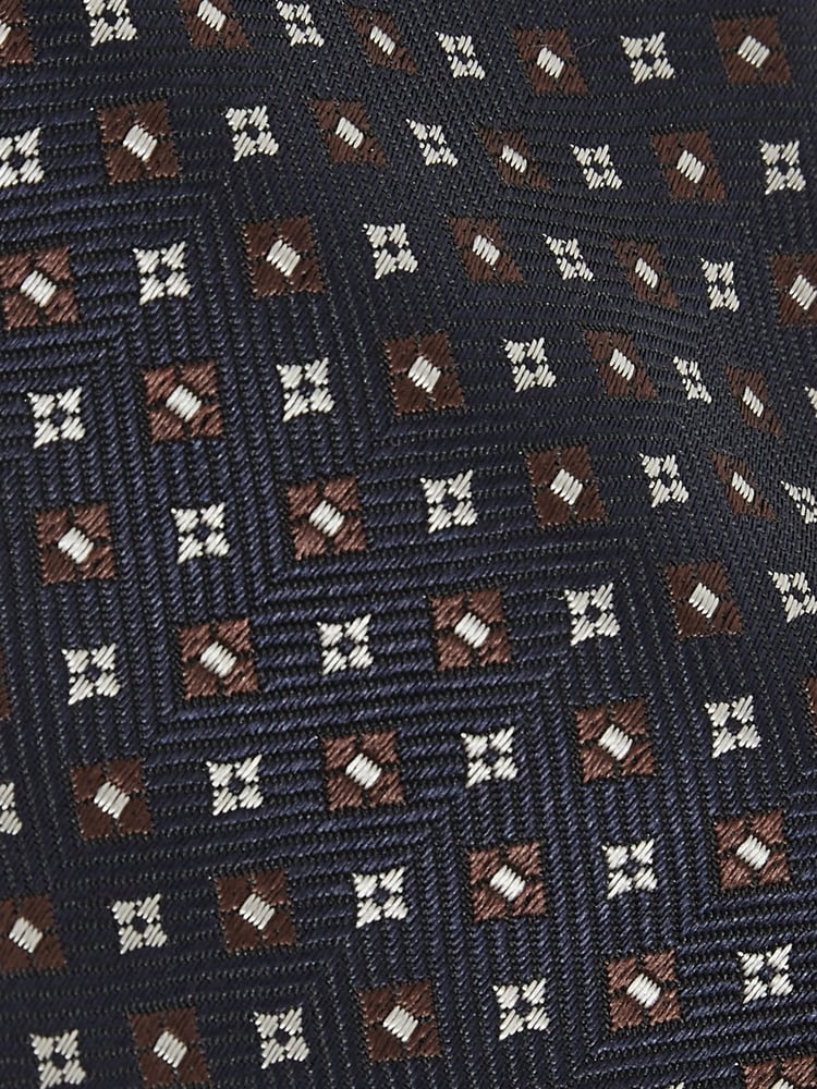 Reiss Navy/Tobacco Pelosa Foulard Silk Blend Floral Print Tie - Image 5 of 5