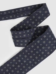 Reiss Navy Anzio Foulard Silk Blend Tie with Medallion Pattern - Image 2 of 4