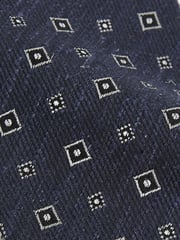 Reiss Navy Anzio Foulard Silk Blend Tie with Medallion Pattern - Image 4 of 4