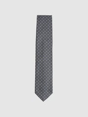 Reiss Charcoal Pelosa Foulard Silk Blend Floral Print Tie - Image 1 of 4