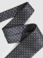 Reiss Charcoal Pelosa Foulard Silk Blend Floral Print Tie - Image 2 of 4
