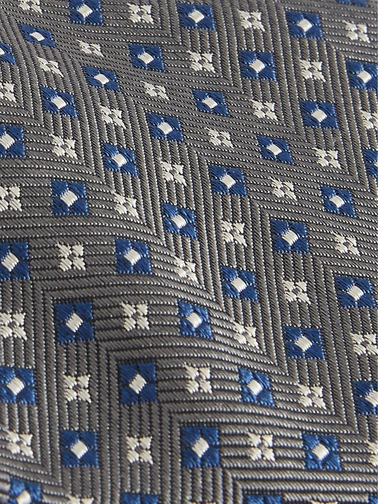 Reiss Charcoal Pelosa Foulard Silk Blend Floral Print Tie - Image 4 of 4