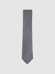 Reiss Navy Caruso Silk Geometric-Print Tie - Image 1 of 4